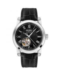 Men's Madison Swiss Automatic Black Leather Watch 39mm