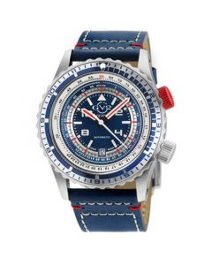 Men's Contasecondi Swiss Automatic Blue Leather Watch 43mm