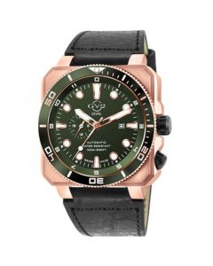 Men's XO Submarine Swiss Automatic Green Leather Watch 44mm