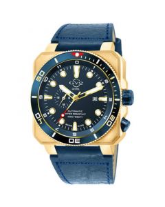 Men's XO Submarine Swiss Automatic Navy Leather Watch 44mm