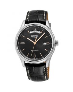 Men's Excelsior Swiss Automatic Black Leather Watch 42mm