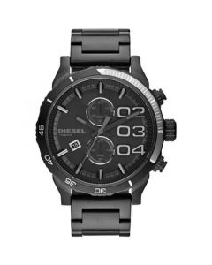 Men's Chronograph Double Down 2.0 Black Ion-Plated Stainless Steel Bracelet Watch 59x48mm