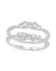 Diamond Pear & Round Double Row Enhancer Ring (3/4 ct. t.w.) in 14k White Gold