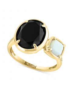 EFFY® Onyx, White Agate, & Diamond (1/20 ct. t.w.) Statement Ring in 14k Gold