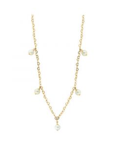 EFFY® Freshwater Pearl (7mm) Dangle Heart Collar Necklace in Gold-Plated Sterling Silver, 18" + 1-1/2"