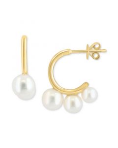 EFFY® Freshwater Pearl (4-6mm) Graduated Hoop Earrings in 14k Gold-Plated Sterling Silver