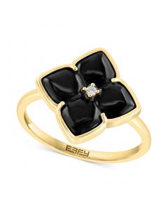 EFFY® Onyx & Diamond Accent Flower Ring in 14k Gold