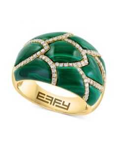 EFFY® Malachite & Diamond (1/3 ct. t.w.) Statement Ring in 14k Gold