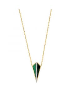 EFFY® Malachite, Onyx, & Diamond (1/5 ct. t.w.) Delta-Shape 18" Pendant Necklace in 14k Gold