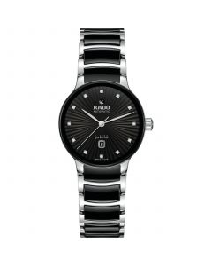 Women's Swiss Automatic Centrix Diamond (1/20 ct. t.w.) Black High-Tech Ceramic & Stainless Steel Bracelet Watch 31mm