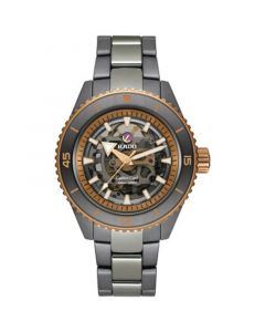 Men's Swiss Automatic Captain Cook Skeleton Gray High-Tech Ceramic & Titanium Bracelet Watch 43mm