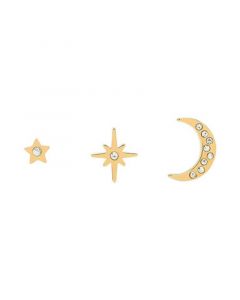 Celestial North Star Moon 18K Gold-Plated Studs Earring Set