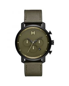 Men's Chronograph Green Leather Strap Watch 45mm