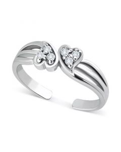 Cubic Zirconia Double Heart Toe Ring, Created for Macy's