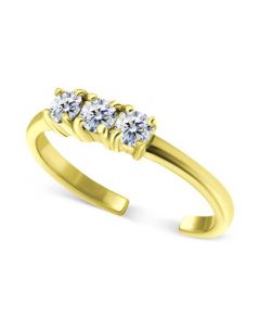 Cubic Zirconia Three Stone Toe Ring in 18k Gold-Plated Sterling Silver, Created for Macy's