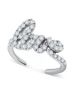 Cubic Zirconia Love Script Toe Ring, Created for Macy's