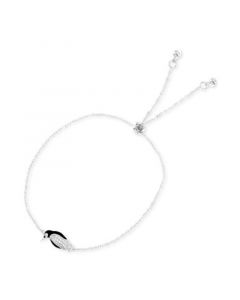 Cubic Zirconia & Black Enamel Penguin Bolo Bracelet