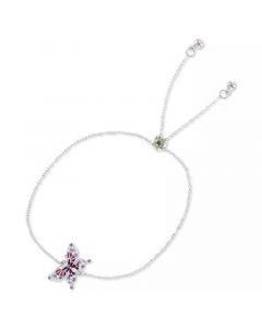 Multicolor Cubic Zirconia & Enamel Butterfly Bolo Bracelet