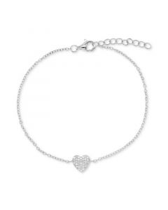 Cubic Zirconia Pavé Heart Cable Link Bracelet