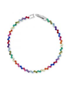 Multicolor Cubic Zirconia Link Bracelet in Sterling Silver