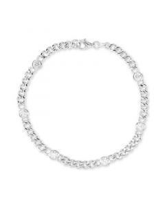 Cubic Zirconia Bezel Open Cable Link Chain Bracelet