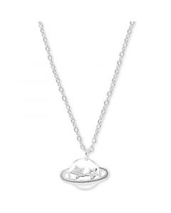 Cubic Zirconia Saturn Pendant Necklace, 13" + 2" extender