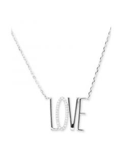 Cubic Zirconia LOVE Pendant Necklace, 16" + 2" extender