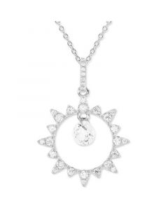 Cubic Zirconia Sunburst Orbital 18" Pendant Necklace