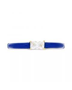 Cubic Zirconia & Enamel Stack Band in 14k Gold-Plated Sterling Silver