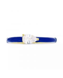 Cubic Zirconia & Enamel Ring in 14k Gold-Plated Sterling Silver