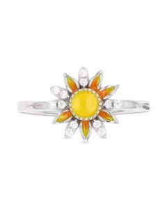 Cubic Zirconia & Hand-Painted Enamel Sun Ring