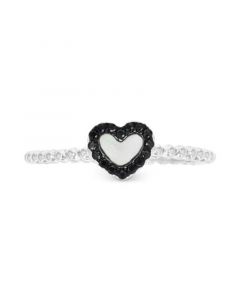 Mother of Pearl & Black Spinel (1/10 ct. t.w.) Heart Ring in Sterling Silver