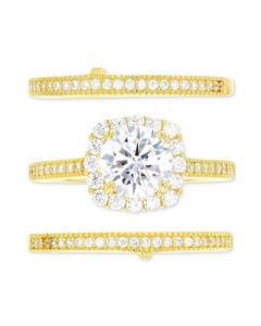 3-Pc. Set Cubic Zirconia Ring & Bands in 14k Gold-Plated Sterling Silver