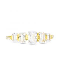 Cubic Zirconia Graduated Statement Ring in 14k Gold-Plated Sterling Silver