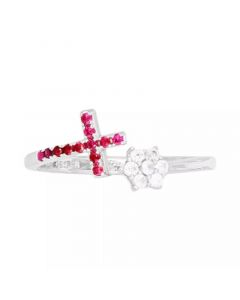 Cubic Zirconia Cross & Cluster Bypass Ring (Also in Lab-Created Ruby)