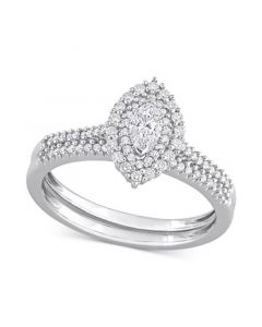 Diamond Marquise Double Halo Bridal Set (1/2 ct. t.w.) in 14k White Gold