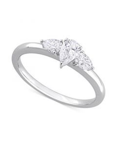 Diamond Pear-Cut Three-stone Engagement Ring (5/8 ct. t.w.) in 14k White Gold