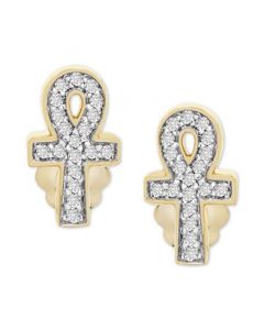 Diamond Ankh Stud Earrings (1/10 ct. t.w.) in 14k Gold, Created for Macy's