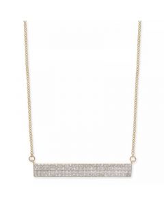 Diamond Pavé Bar Pendant Necklace (1/4 ct. t.w.) in 10k Gold, 16" + 2" extender, Created for Macy's