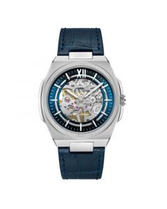 Men's Mechanical Blue Genuine Leather Watch 43mm