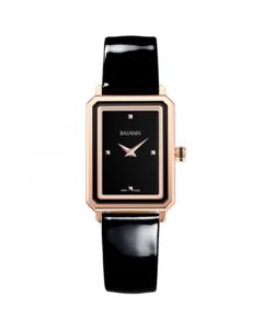 Women's Swiss Eirini Black Leather Strap Watch 25x33mm