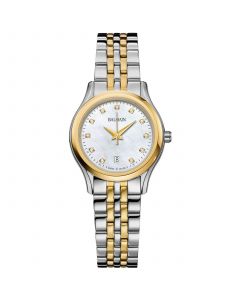 Women's Swiss Beleganza Diamond (1/20 ct. t.w.) Two-Tone Stainless Steel Bracelet Watch 28mm