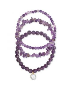 3-Pc. Set Amethyst, Purple Quartz & Cubic Zirconia Stretch Bracelets