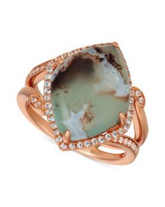 Peacock Aquaprase (7-1/5 ct. t.w.) & Vanilla Topaz (1/3 ct. t.w.) Statement Ring in 14k Rose Gold