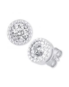 Diamond Beaded Frame Stud Earrings (1/2 ct. t.w.) in 14k Gold