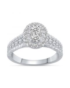 Diamond Oval Halo Cluster Engagement Ring (1 ct. t.w.) in 14k Gold