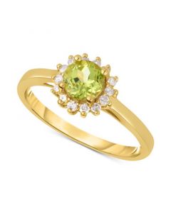 Peridot (1/2 ct. t.w.) & Diamond (1/10 ct. t.w.) Halo in 14k Gold