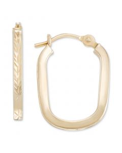 Textured Rectangular Hoop Earrings in 10k Gold