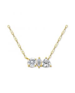 Cubic Zirconia Multi-Cut Pendant Necklace in 18k Gold-Plated Sterling Silver, 16" + 2" extender, Created for Macy's