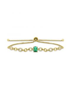 Giani Bernini Lab-Created Emerald & Cubic Zirconia Pavé Bolo Bracelet in 18k Gold-Plated Sterling Silver, Created for Macy's